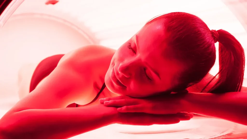 receiving infrared light therapy treatment